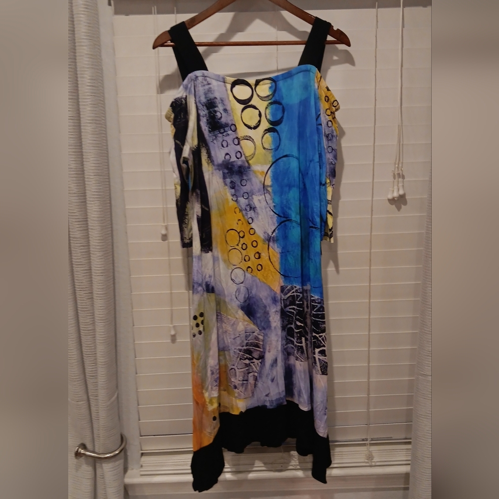 Multicolor Abstract Off-Shoulder Dress - Picture 2 of 5